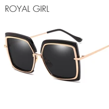 ROYAL GIRL, роскошные квадратные солнцезащитные очки для женщин, негабаритные винтажные брендовые дизайнерские очки, женские плоские ретро очки, UV400 ss174