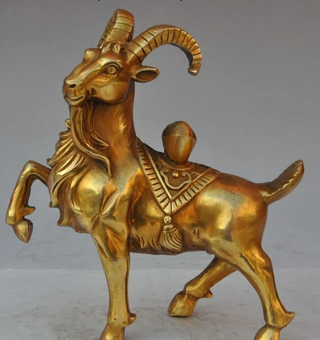 

chinese brass fengshui zodiac animal sheep Goat Ram wealth lucky yuanbao statue