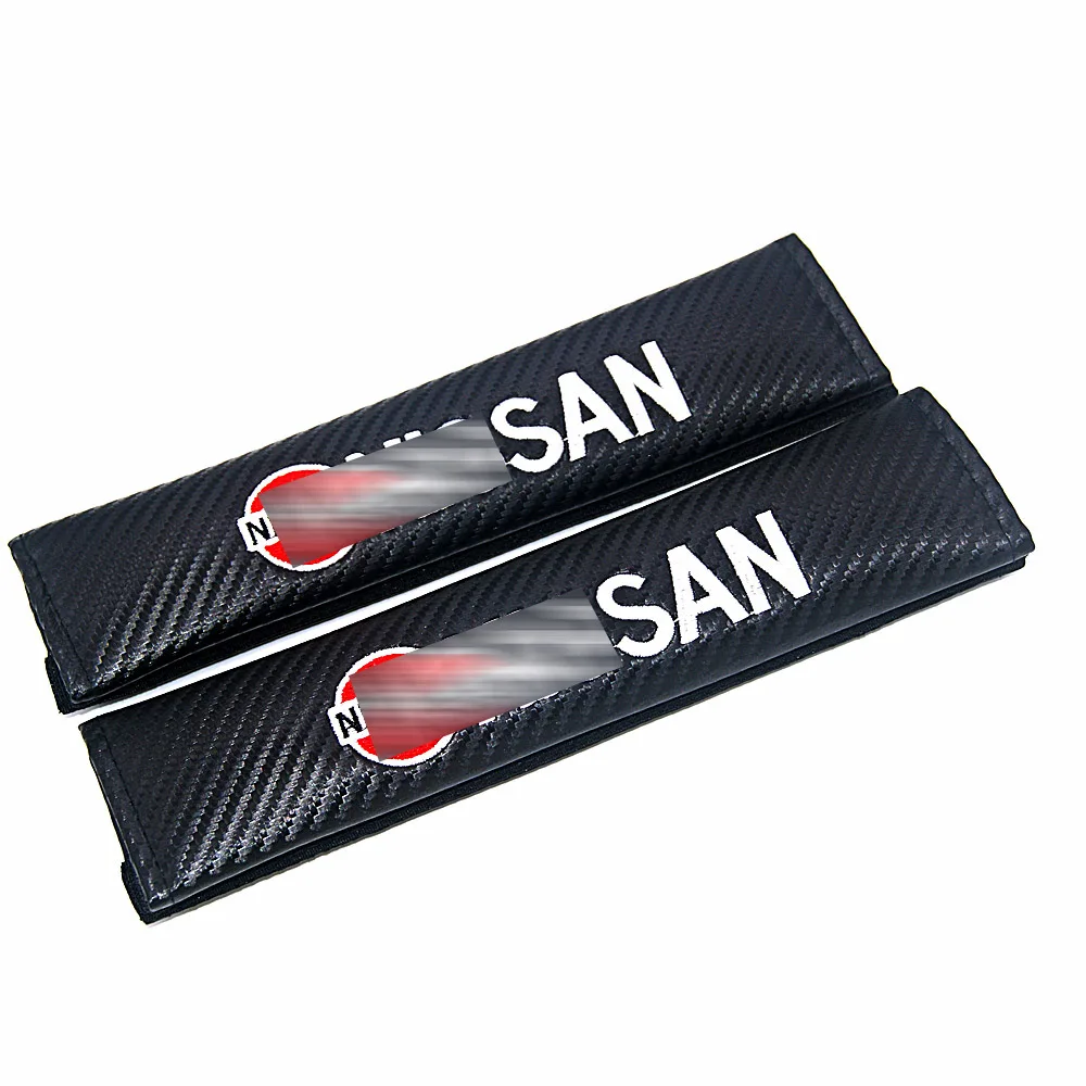 

2pcs Carbon fiber Car Seat Belt Cover Shoulder Pad JDM Car Styling For Nissan GT-R Sentra Xterra X-Trail Quest Tsuru Accessories