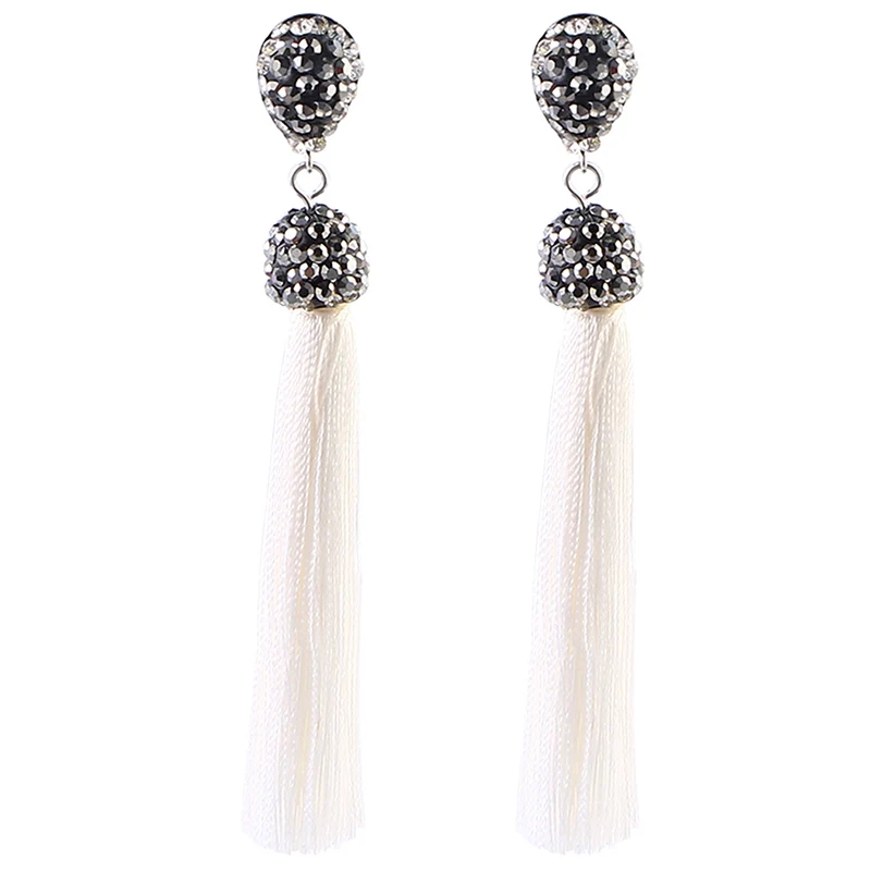 E5733 Trendy Drop Earrings Water DropWomenRhinestoneLongBohemianSilkDangleMetalBohoGold Tassel Earrings 2019 Jewelry CS241