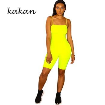 

Kakan summer new women's tight jumpsuit sexy sling solid color one-piece tights without belt