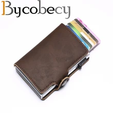 Bycobecy мужские кошельки RFID визитница сумка для денег Мужской винтажный черный короткий кошелек маленький кожаный бумажник мини кошельки тонкий