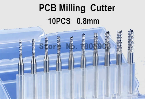 

Free shipping 10pcs 0.8mm 3.175 shank Carbide End Mill Engraving Bits CNC Rotary Burrs Set corn milling cutter PCB router bits