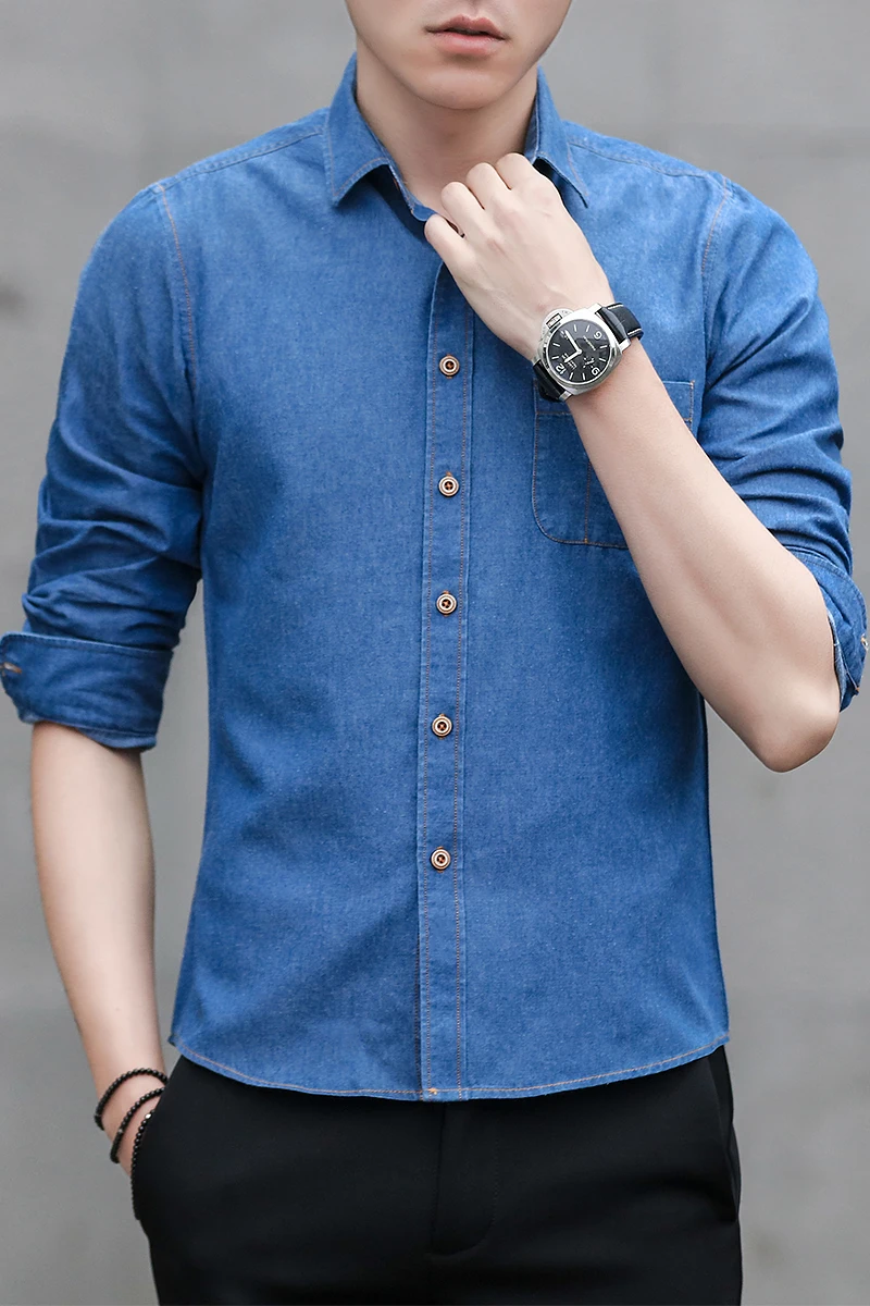ZXFHZS Men Basic Turn-Down Collar Geometric Printed Long Sleeve Button Down Shirt