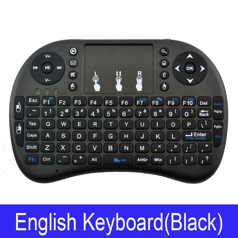 5 шт. i8 Мини Беспроводная клавиатура 2,4 ГГц английский, иврит Арабский Русский сенсорный экран с клавиатурой qwerty для xiaomi Android TV Box Ноутбук - Цвет: English Black color