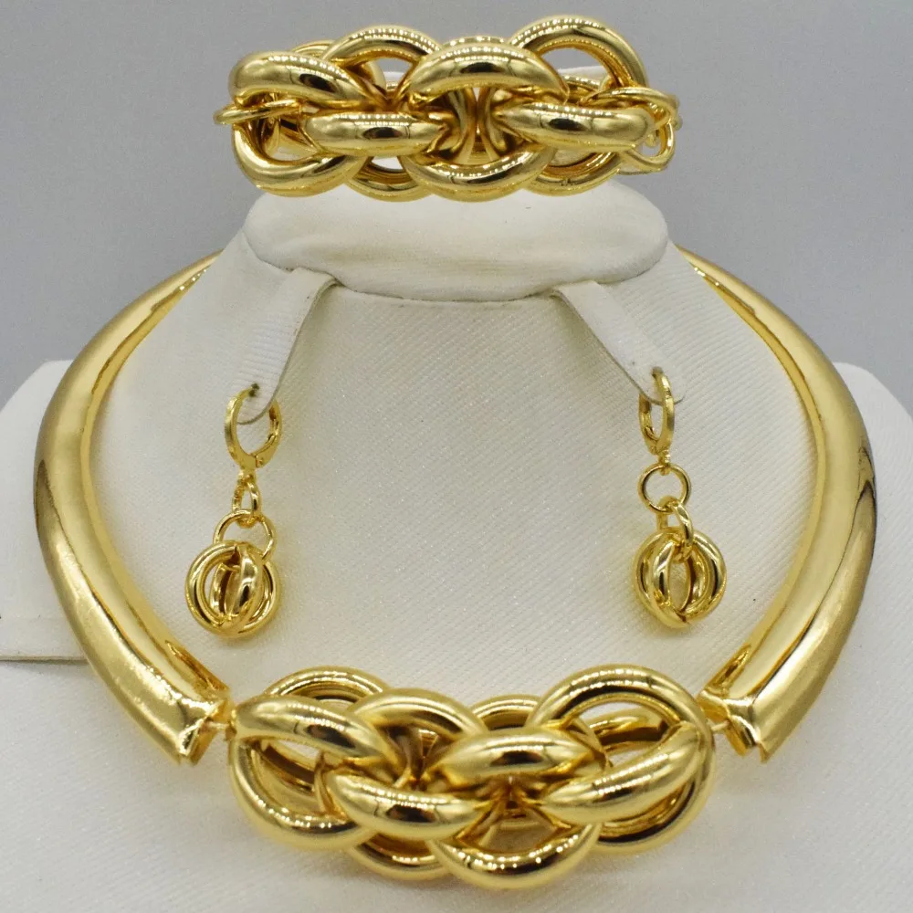 

Fashion women Dubai gold-color African bead jewelry sets Bridal wedding Party shiny zircon Necklace Bangle Earring Ring