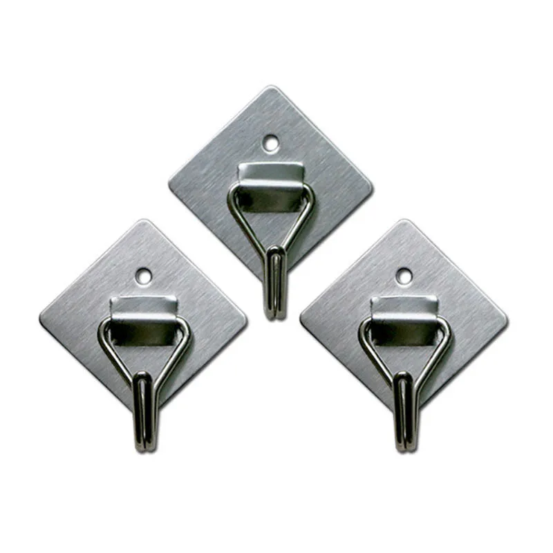 

3 Pcs Adhesive Coat Hat Hanger Space-saving Bathroom Accessories Door Wall Hooks Hanging Cloth Towel Tools Stainless Steel