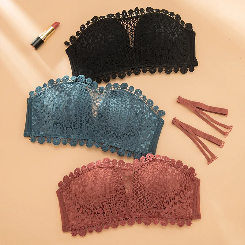 

Wasteheart Fashion Women Sexy Lingerie Lace Bralette Cotton Panties Invisible Bra Push Up Wireless Bra Sets Underwear Wedding