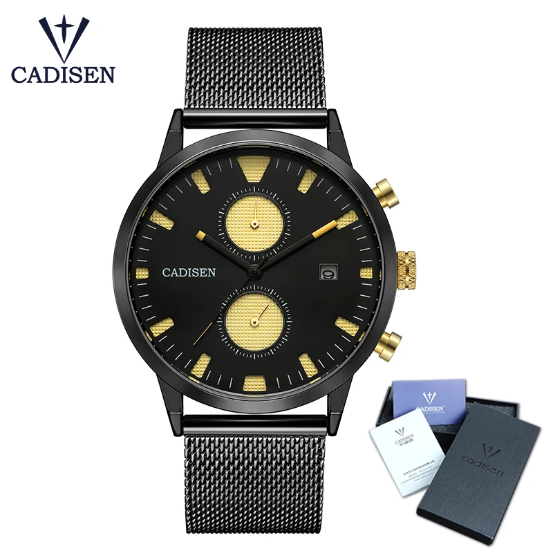 

CADISEN Watch Men Fashion Quartz Clock Men Watches Top Brand Luxury Steel Army Military Sport Wrist Watch Relogio Masculino 2018