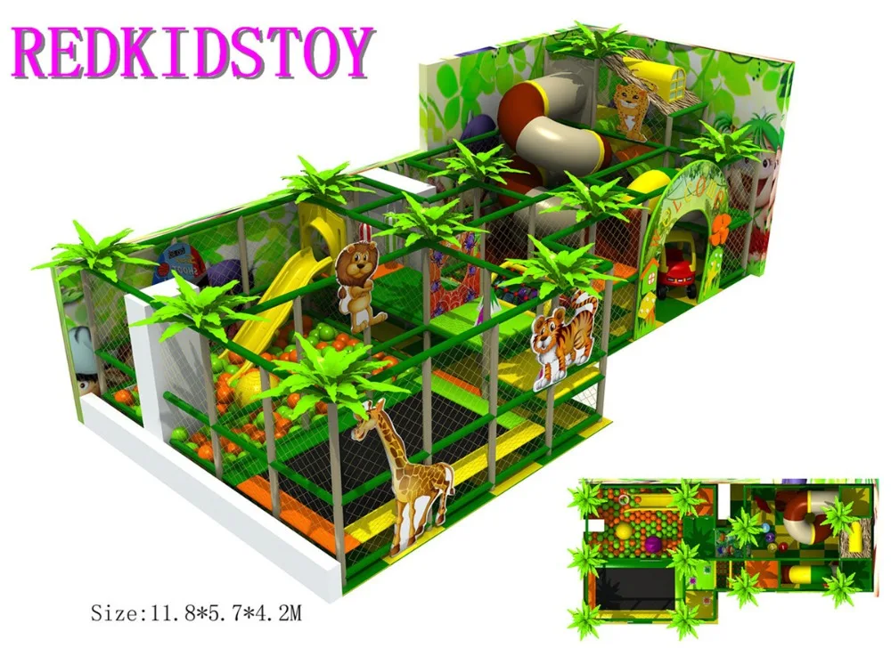 Предназначена для турецких клиентов джунгли тематическая крытая детская площадка с половиной трех уровней HZ-170213A