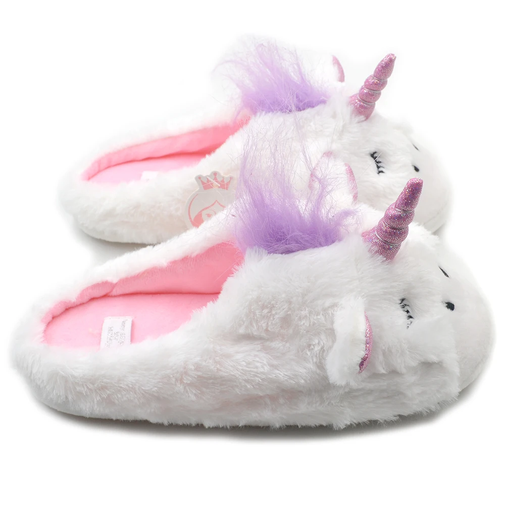 Girls Plush Unicorn Slippers | Unilovers