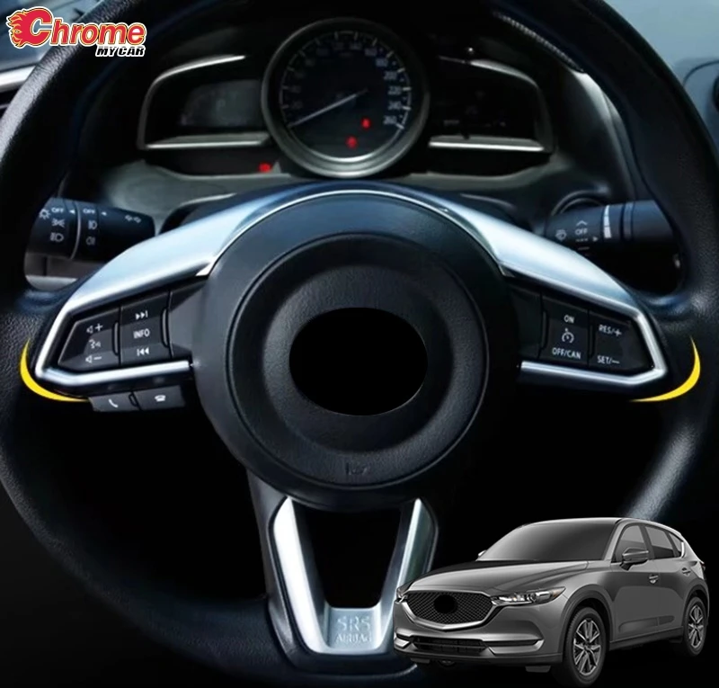 

For Mazda CX-5 CX5 KF 2017 2018 2019 Inner Steering Wheel Switch Button Panel Chrome Trim Cover Surround Decoration Car Styling