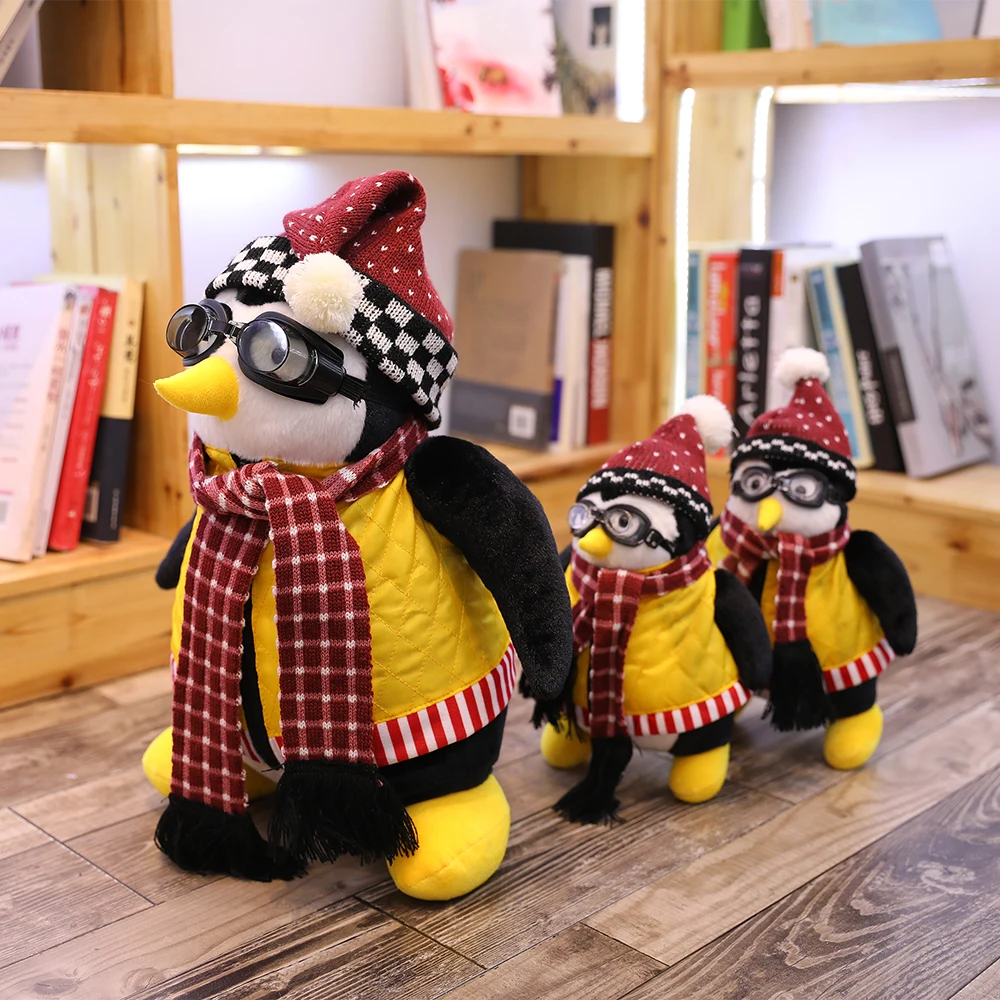 25-45 см Прекрасные плюшевые игрушки, Пингвин с шапками и шарфами, набитые плюшевыми куклами для детей на день рождения, рождественские подарки