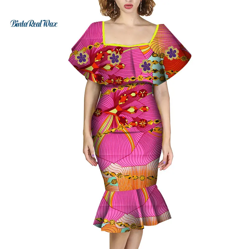 Женская одежда африканские платья для женщин принт драпированные платья Vestidos Базен Riche Африканский Анкара Свадебные платья WY4169