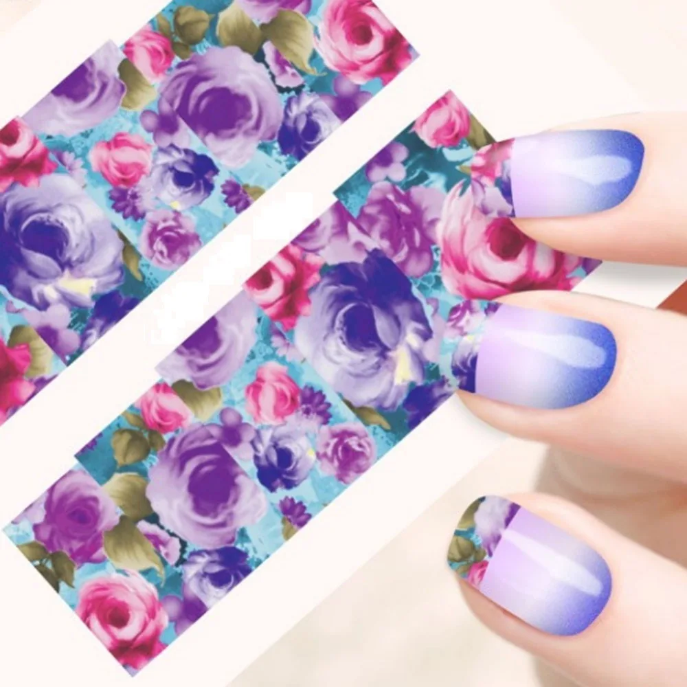 

1 Sheet!!! Hot Sales Nails Art Sticker Water Flowers Floral Shape Wraps Adhensive Wrap Decal Beauty Nailt Sticker