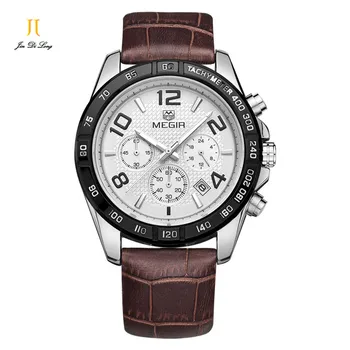

New Fashion Complete Calendar Leather Strap Multifunction Watches Men Quartz Watch Waterproof Wristwatches Male Table Relojes