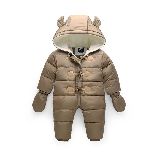 Best price at $135 Cheap Kiqoo 2016 Winter Boy's One Piece Warm Jacket Thick 90% White Duck Down Jacket Hooded Snow Wear for 0-3 baby Infant Clothing