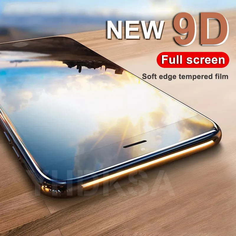 9D منحني كامل غطاء واقي للشاشة على ل فون 8 7 6 6 S زائد واقية الزجاج المقسى ل فون X XR XS ماكس فيلم حالة