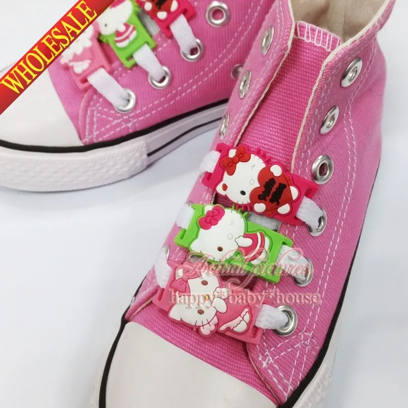 

Random 100Pcs Lovely Hello Kitty Cartoon Shoelace Shoe Accssories Sport Sneaker Boots Shoe Laces Silicone Shoelaces,Kids Gift