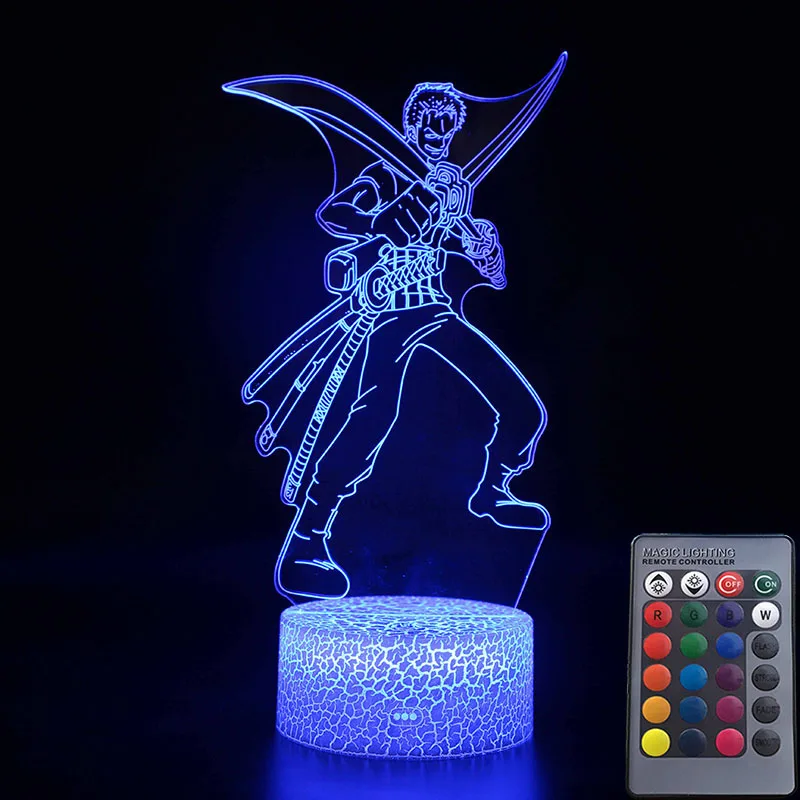 Одна штука 7 цветов меняющаяся Настольная лампа с экшн-фигурками Luffy USB Led Настольный светильник Zoro Mihawk SUNNY модель корабля игрушки Рождественский подарок - Цвет: MY-890RC