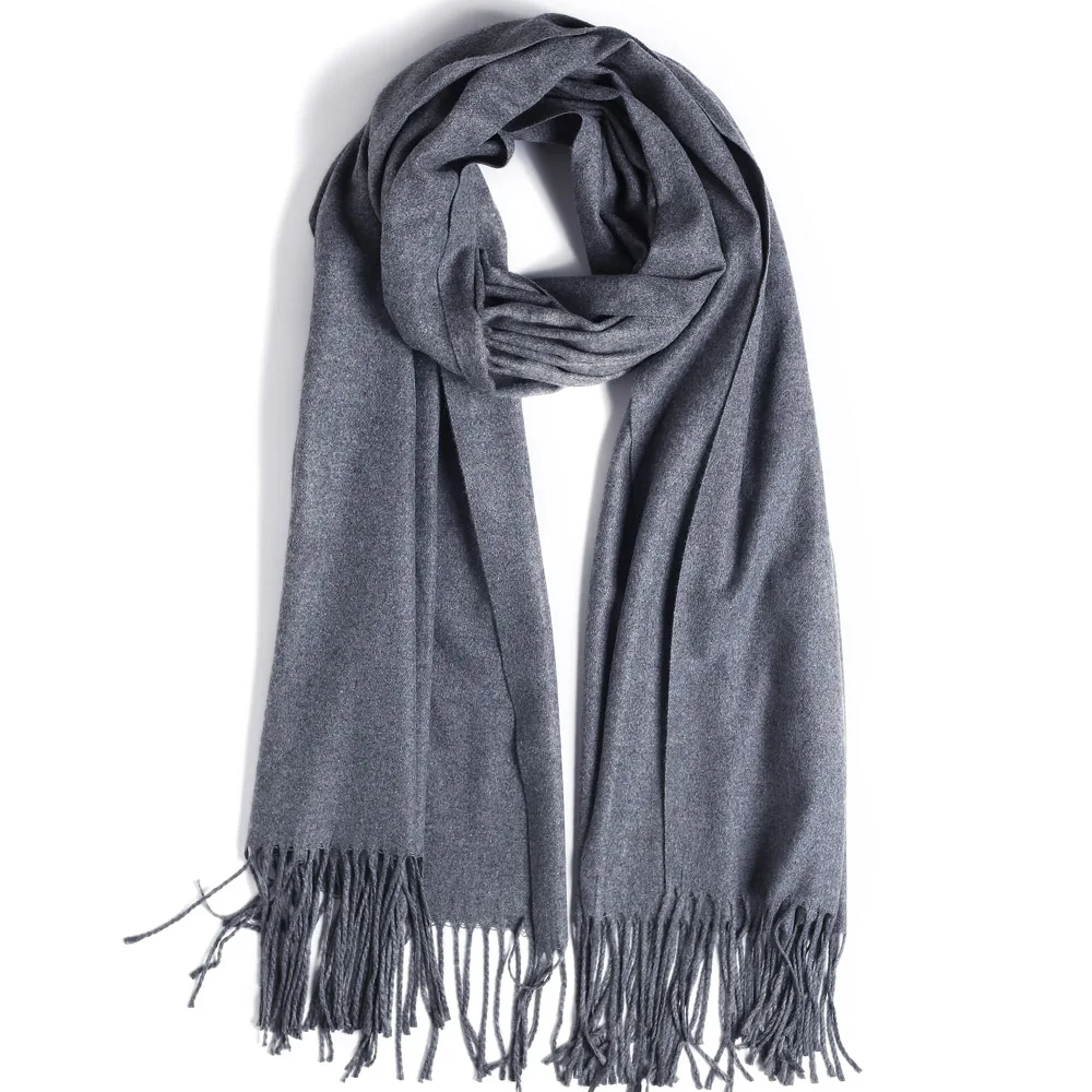 Fashion Cashmere Scarf Shawl Solid Autumn Winter Wrap Warm High Quality Soft Hijab Thick Women Pashmina Wool Luxury Dark Gray |