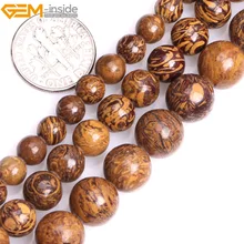 Gem-inside 6-10 мм 15 ''натуральный круглый желтый слон шкура, яшма бусины для ювелирные изделия, изготовление браслетов для женщин DIY бисер