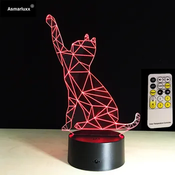 

Remote Control Wave cat Lamp 3D Visual Led Night Lights for Kids Touch USB Table Lampara Lampe Baby Sleeping Nightlight 7 Colors