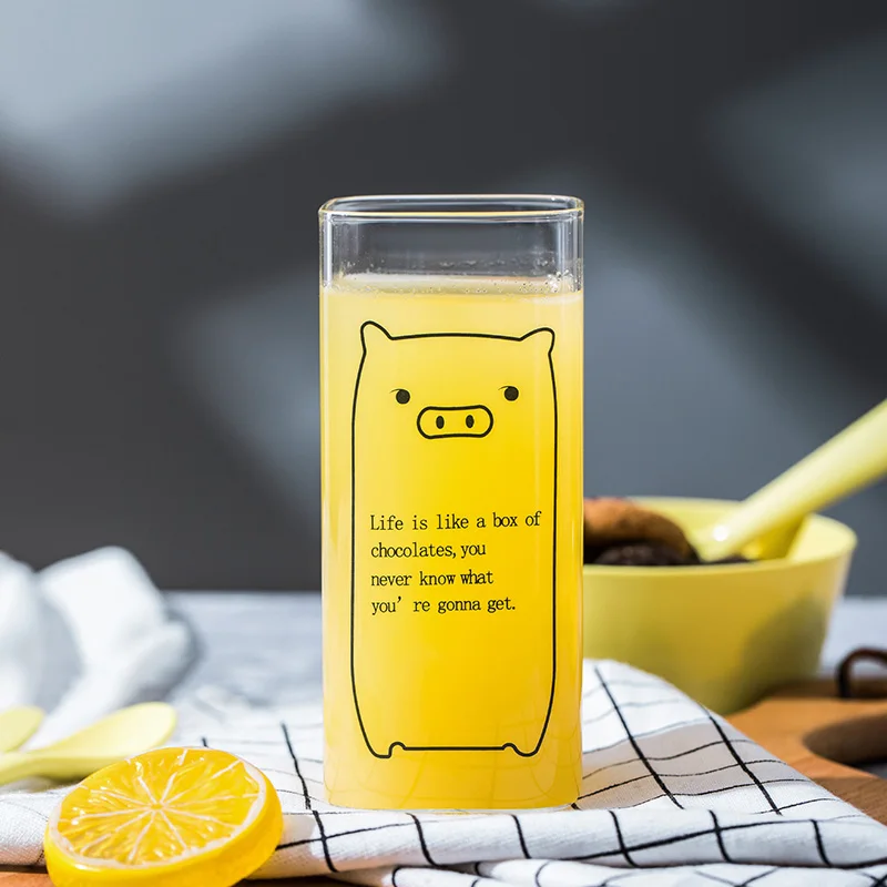 Creative Printed Glass Mug - Unique 400ml Drinkware for Coffee, Tea, and More