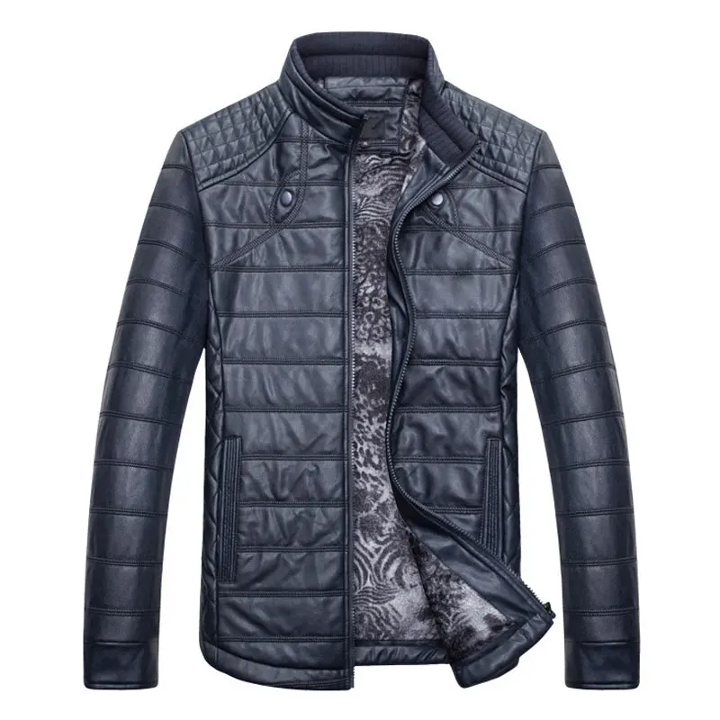 TANGNEST Men Warm PU Jackets New Casual Brand Male PU Leather Winter ...