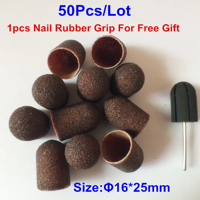 

Hot sell 16*25mm 50pcs/lot Nail Art Sanding Bands Caps for Manicure Pedicure Electric Nail Drill Machine Nail Tools