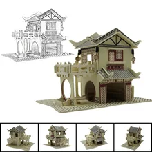 3D деревянные головоломки Пазлы игрушки Монтессори Обучающие игрушки Puzzel дом для взрослых DIY модель для строительства интеллектуального обучения JA29b