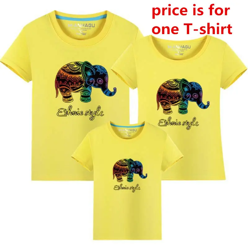 1 предмет, семейный образ, г., модная футболка с милым слоном, семейная одежда Одинаковая одежда для мамы и детей Одинаковая одежда для папы и сына - Цвет: as chart