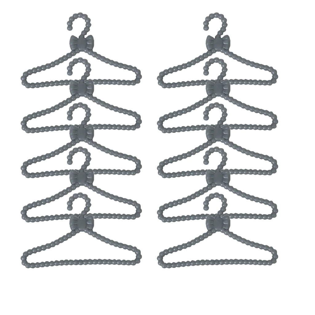Doll Cute Plastic Clothes Hanger Rack Coat Hanging Dollhouse Wardrobe accessory FOR  size dolls Pack of 12 Pcs