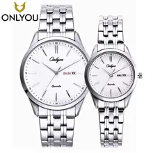 ONLYOU Lovers’ Stainless Steel Watches Couple Luxury Fashion Business Men Quartz Waterproof Watch Women With Calendar Watches
