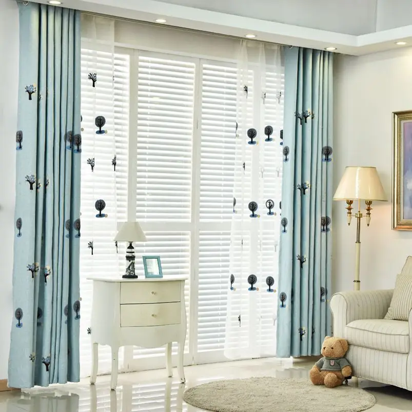 Árboles de dibujos animados cortinas para dormitorio algodón bordado toalla encanto lindo niños niñas ventana Cortina cortinas WP192C Árboles de dibujos animados cortinas para dormitorio algodón bordado toalla encanto lindo niños niñas ventana Cortina cortinas WP192C
