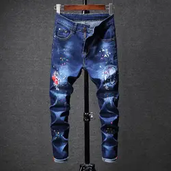 Для мужчин джинсы штаны Pantacourt Homme Для мужчин Классические хип-хоп джинсовый костюм Бриджи джинсовая Homme регулярные Pantalones Vaqueros узкие