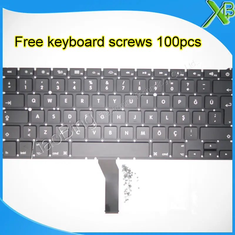  5PCS---Brand New TR Turkish Turkey keyboard+100pcs keyboard screws For MacBook Air 13.3