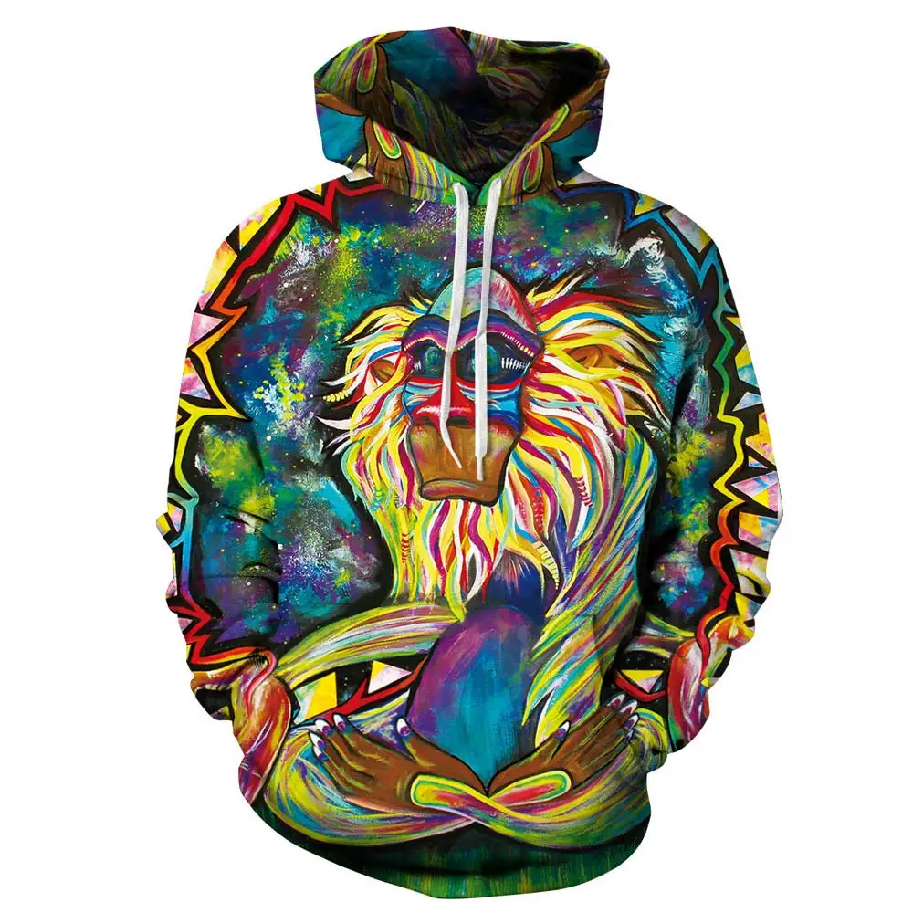 Autumn Winter Thin Hooded Hoodies Men women 3d Sweatshirts With Cap Print Wizard Clown Oil Printing