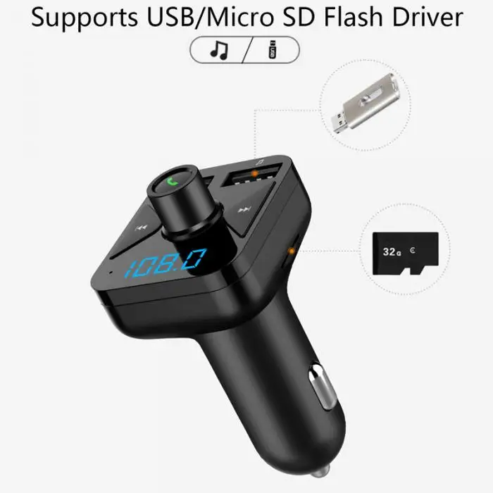 Mp3-плеер fm-передатчик Bluetooth беспроводной двойной USB выход Автомобильное зарядное устройство M8617