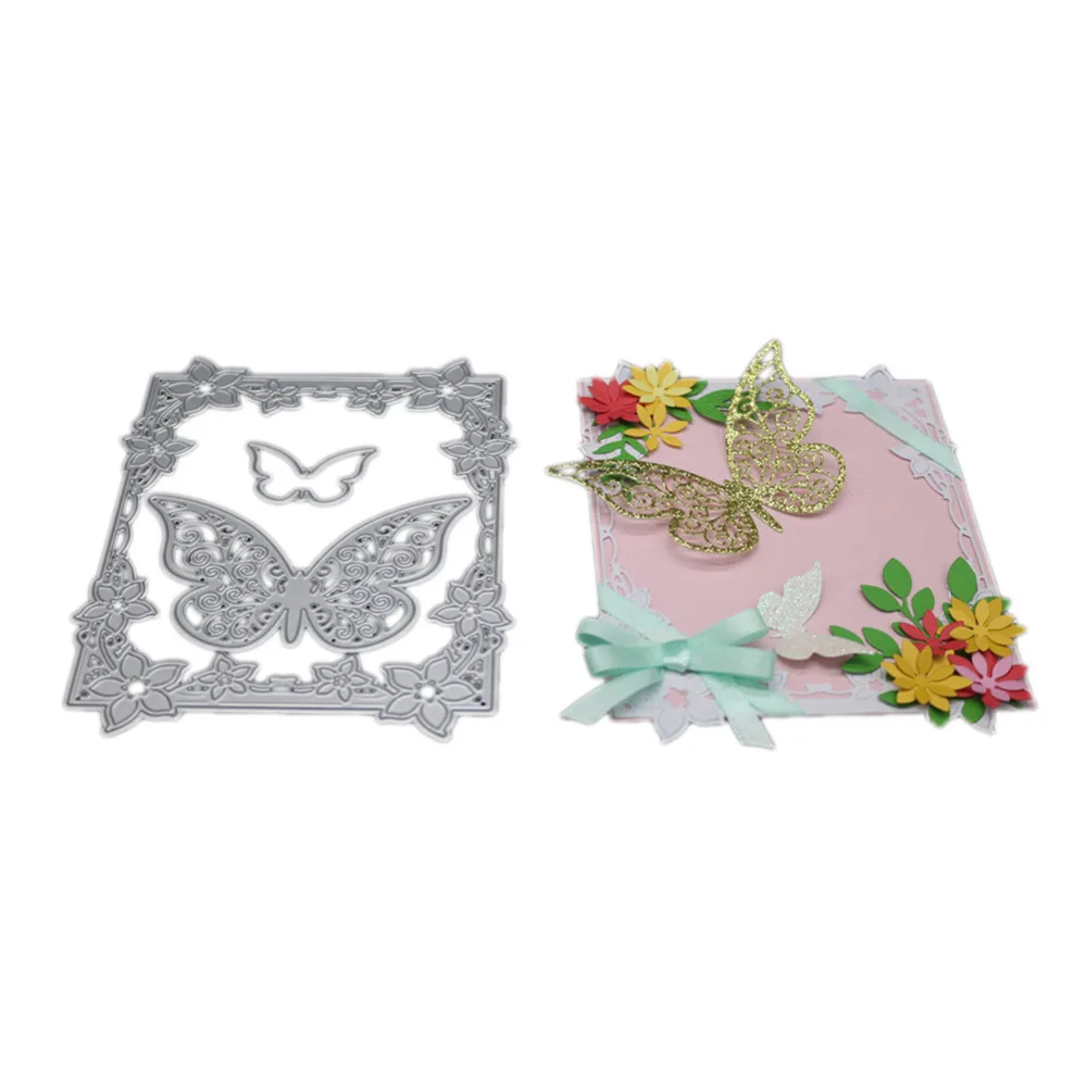 

Hamyho Metal Cutting Dies Butterfly Flower Rectangle Frame Scrapbooking Paper Craft Die Cut Create Stamps Embossing Card Stencil