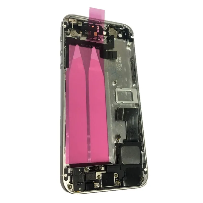 Ceny 5GS powrót bateria pełna pokrywa bliski rama Bezel podwozie etui na baterie z kablem Flex montaż dla iPhone 5S 5GS