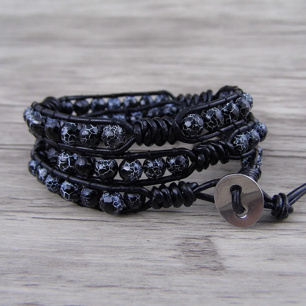 Dragon grain black bead Bracelet Men Bracelet Black Beads Bracelet Boho