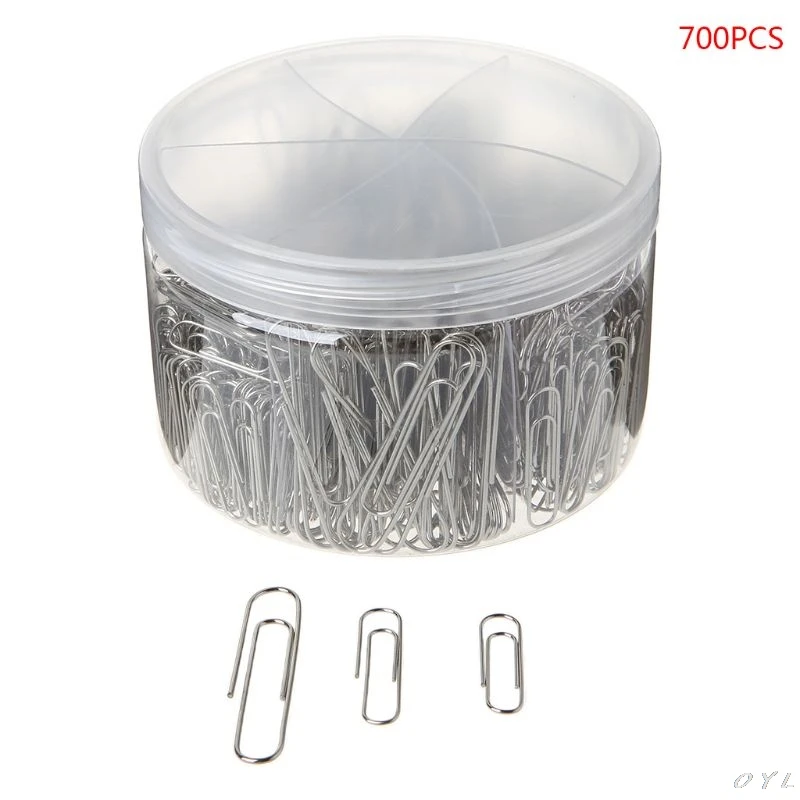 

700Pcs 28mm/1.10in 33mm/1.30in 50mm/2.0in Paper Clip With 6-Grid Storage Case Photo Clip Bookmark DIY Decor School Stationery