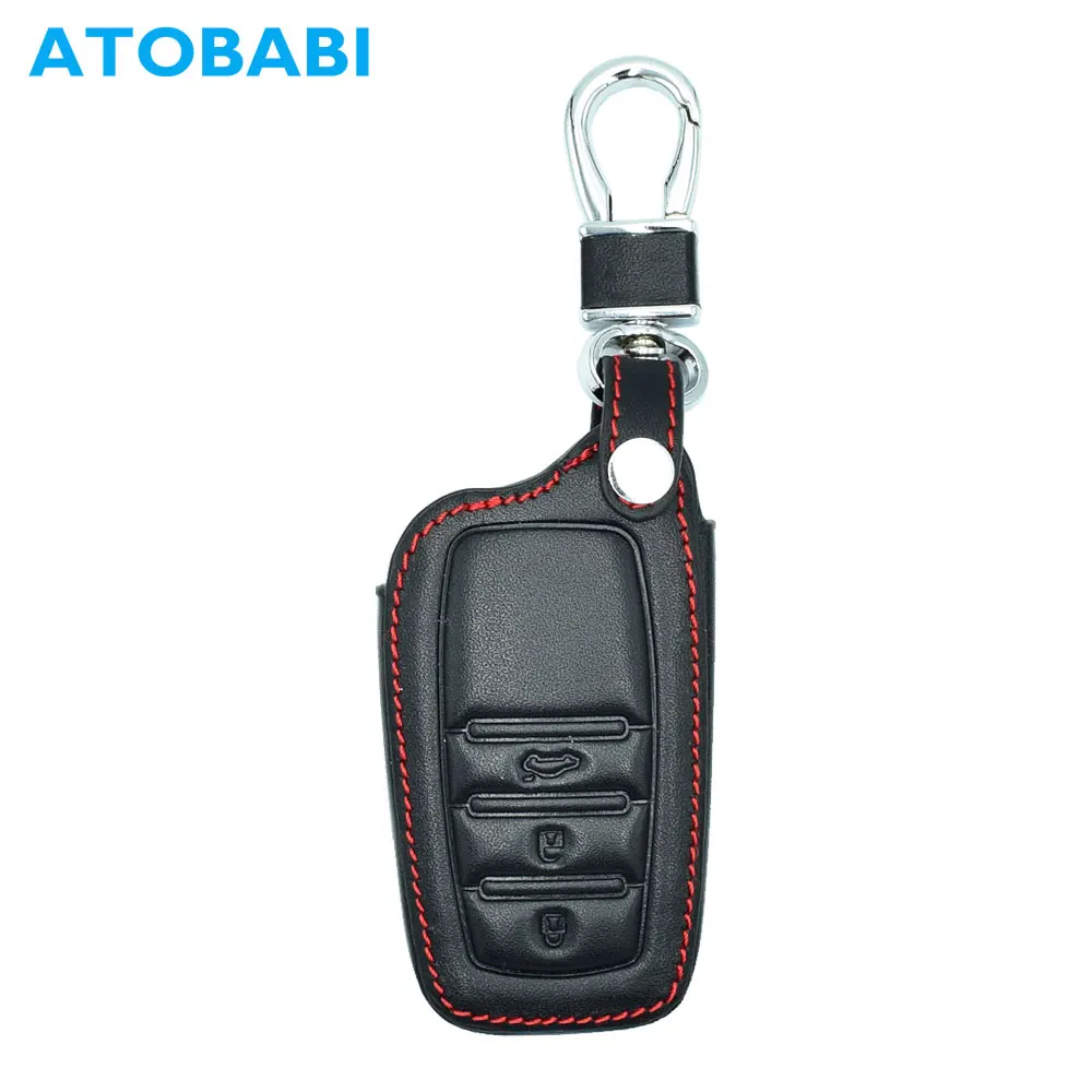 Buy ATOBABI 3 Buttons Leather Car Key Case Keychain