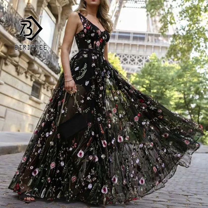 Skup 2019 lato nowy nabytek damskie sukienki bez rękawów haft dekolt drążą Backless kobieta moda elegancka gorąca sprzedaż D97305D