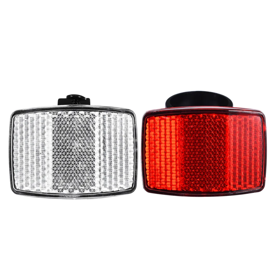 1Pcs Bicycle Front Rear Reflective Lens Bike White Red Handlebar Mount Reflector Cycling Warning Light Safety Night Riding