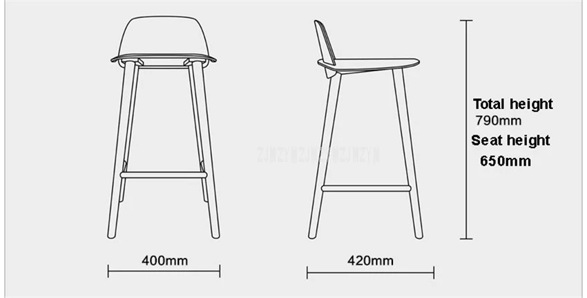 Простой европейский стиль Современный барный стул с см 4 ноги 60 см/65 см/75 см высота Утюг/твердой древесины Высокая подножка бартабурет со