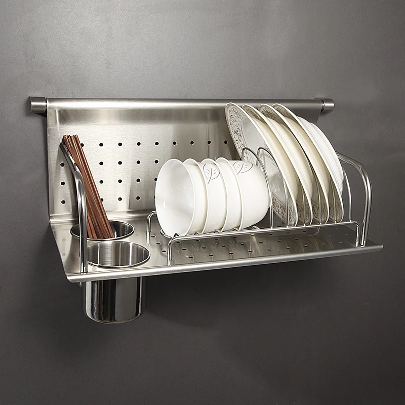  Kitchen stainless steel plate rack plate drain shelf multi-purpose kitchen storage rack chopsticks  - 32875726229