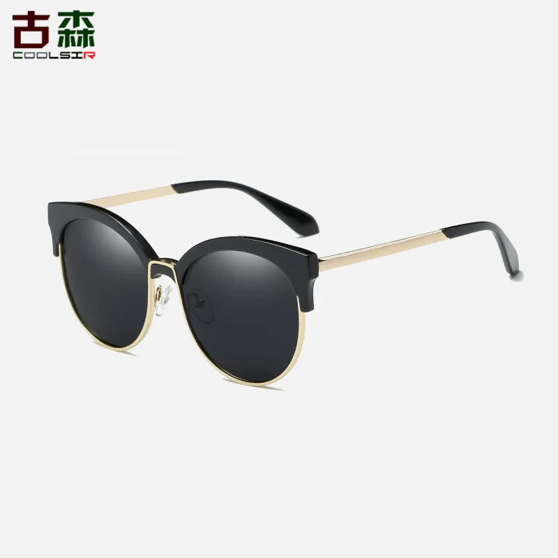 COOLSIR Retro Rivet Polarized Sunglasses Women Men Brand Designer Unisex Sun Glasses Half Frame font b