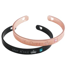 День Святого Валентина Модные ювелирные изделия его королева ее король пара браслеты сердце Корона Шарм для женщин мужчин подарок на день Святого Валентина